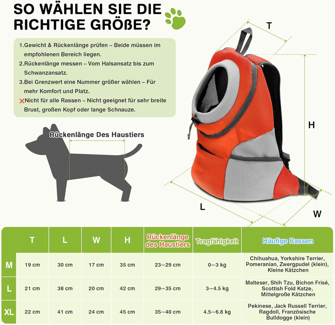 ALLSOPETS Hunderucksack, Tragbarer Haustierträger für Kleine Hunde und Katzen, Fahrrad- und Motorrad