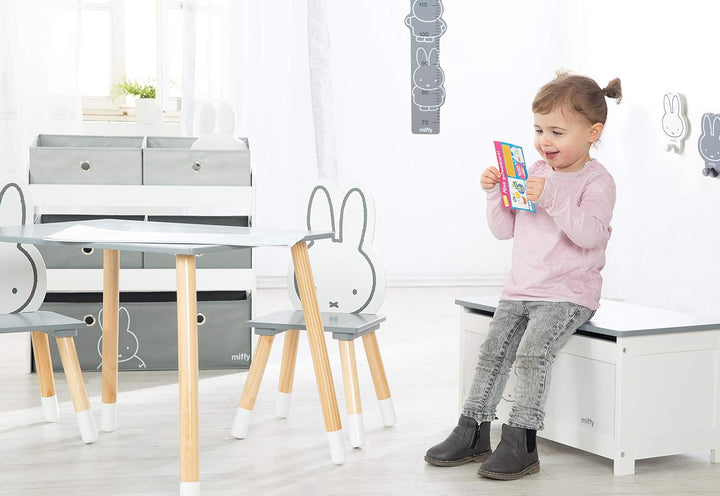roba Spielzeugtruhe Miffy aus Holz, Spieltruhe für Kinder mit aufklappbarer Sitzfläche und Dämpfungs