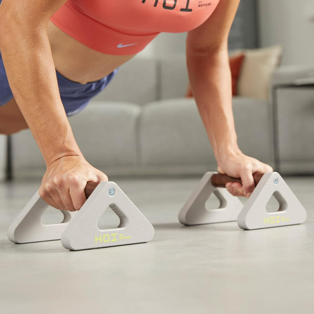 Kettler Sport Pushup Bars Liegestütze | Stützen mit Anti-Rutsch-Band | Griffe aus geöltem Nussholz