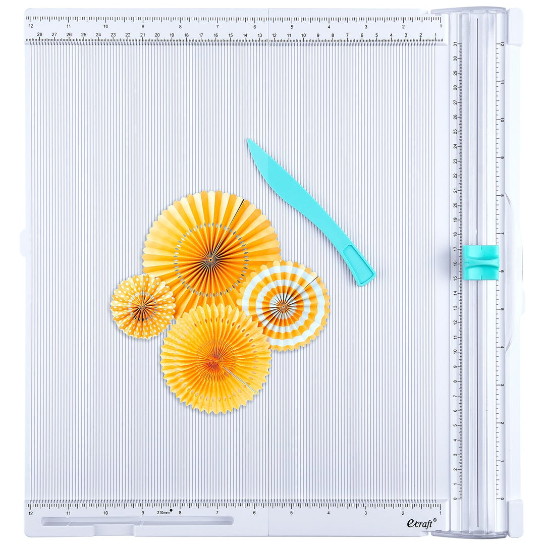 Ecraft Papierschneidebrett: 30,5 x 30,5 cm Bastelpapierschneider, zusammenklappbar und Punktzahl für
