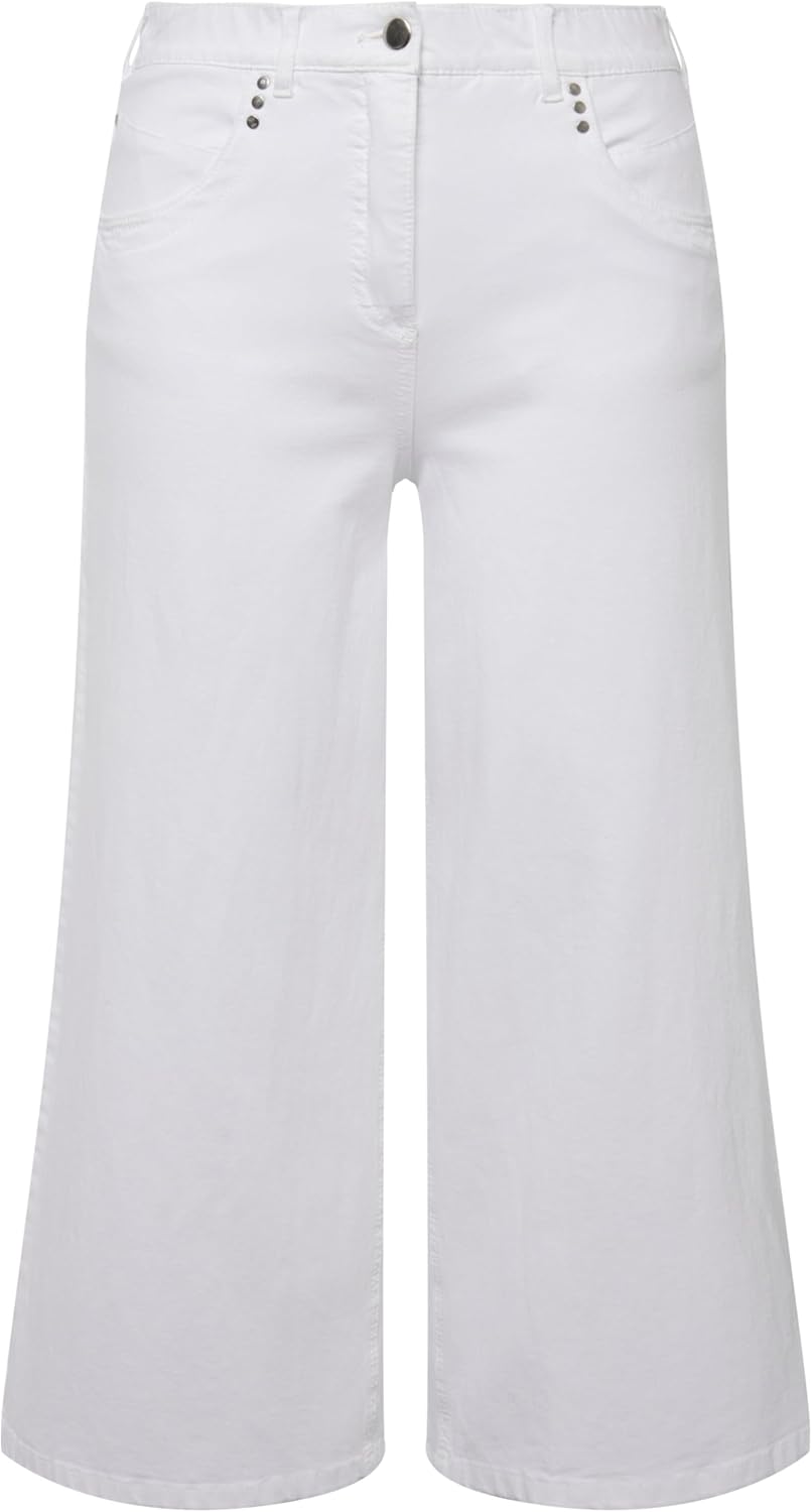 Ulla Popken Damen Denim Culotte Jeans 58 Schneeweiss, 58 Schneeweiss