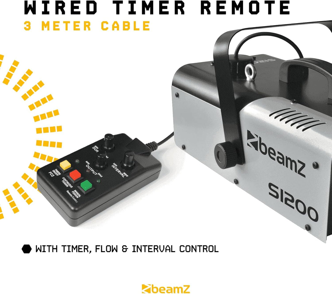 BeamZ S1200 MKII Nebelmaschine 1200 Watt, Fogger, Party Rauchmaschine, Fog Machine mit Intervall, Ti