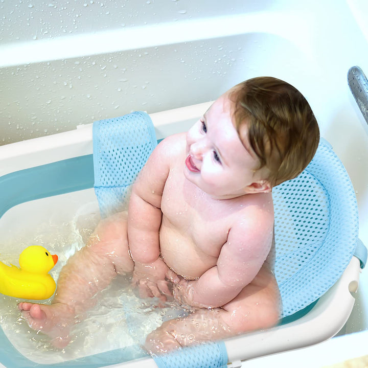 50L Baby Badewanne mit Anti Stütze und Echtzeit-Temperaturmessung, Faltbare Babywanne für Babys 0-6