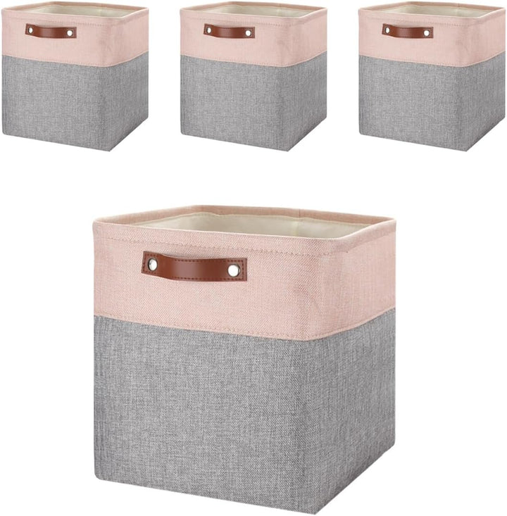 Mangata Stoff Aufbewahrungsboxen 4er set, 33x38x33cm Grosser Aufbewahrungskorb für Schlafzimmer, Bas