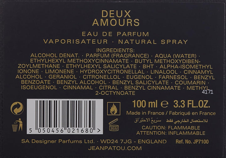 JEAN PATOU Deux Amours EDT Vapo Collection Heritage 100 ml, 1er Pack (1 x 100 ml)