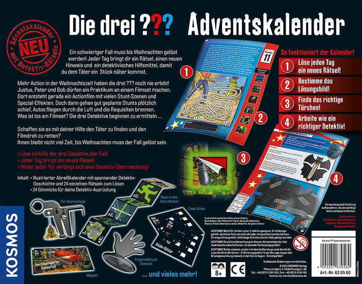 Die drei ??? Adventskalender von KOSMOS 630560, Löse die 24 spannenden Rätsel und rette den Film-Dre