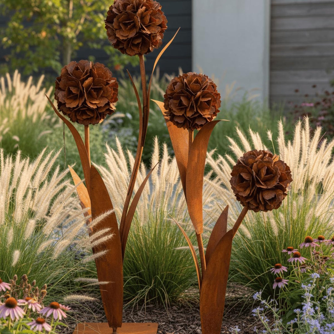 Terma Rost 3D Pusteblume XXL 120cm Höhe Pusteblume Gartendeko rost Gartenfigur gross Metallfigur Gar