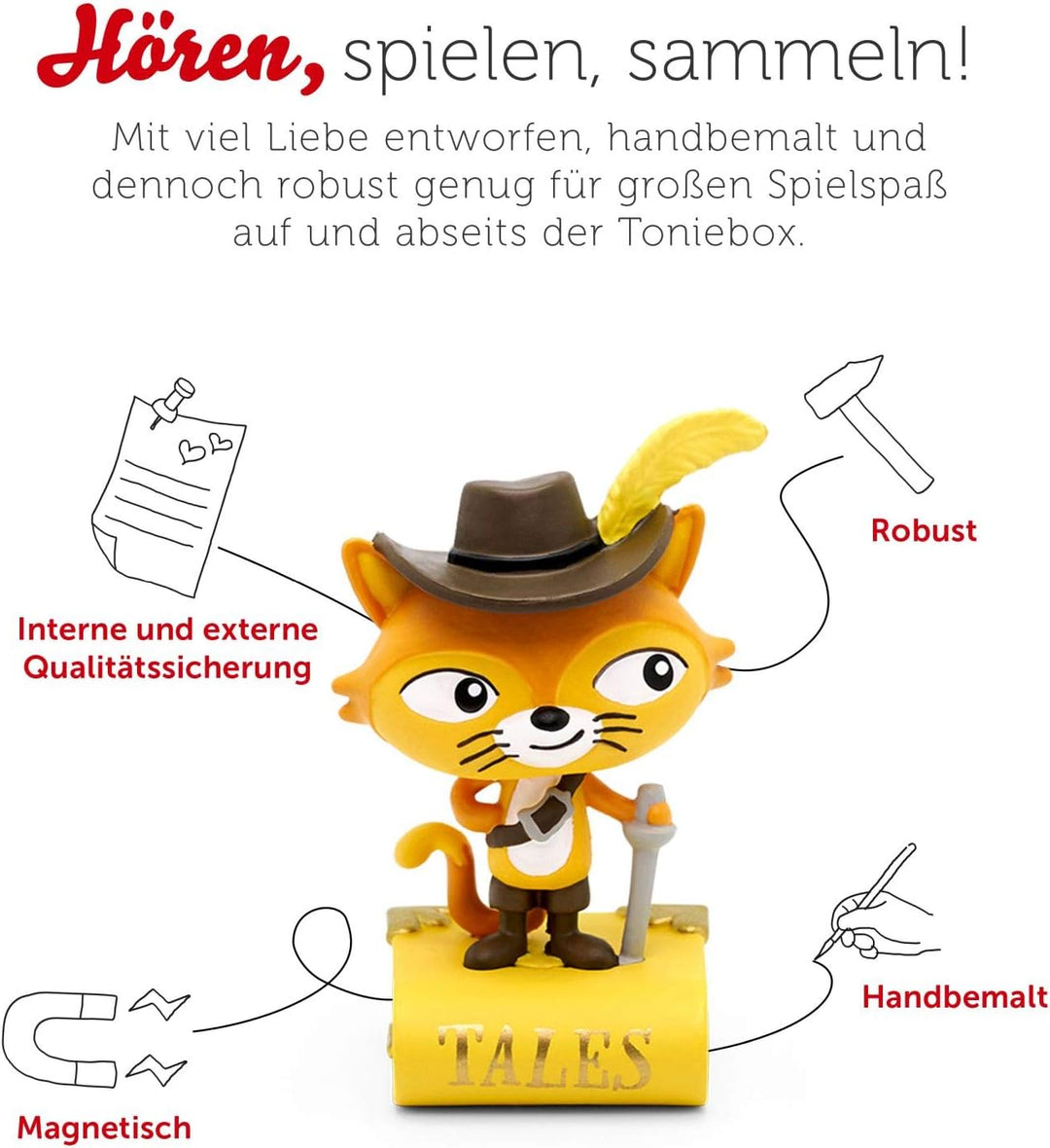 tonies Hörfiguren für Toniebox, 5 Lieblings-Märchen – Der gestiefelte Kater und 4 weitere Märchen, H