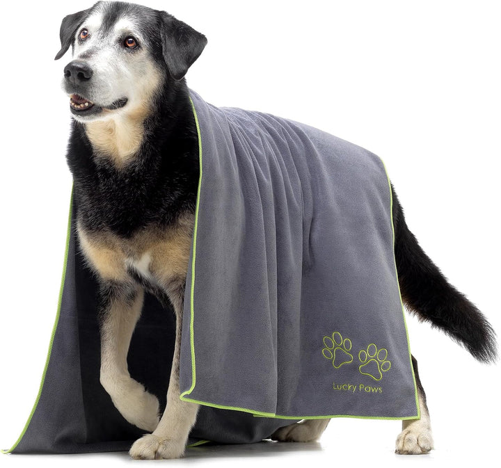 Lucky Paws® Hundehandtuch - 140x70cm XL Hundehandtuch extra saugfähig - schnell trocknend, luxuriös