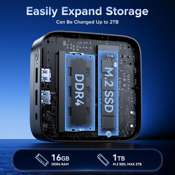 NiPoGi AK1PLUS Mini PC Ιntel Alder Lake Ν97(Bis zu 3,6GHz,4C/4T)16GB DDR4/1024GB M.2 SSD,Mini Comput