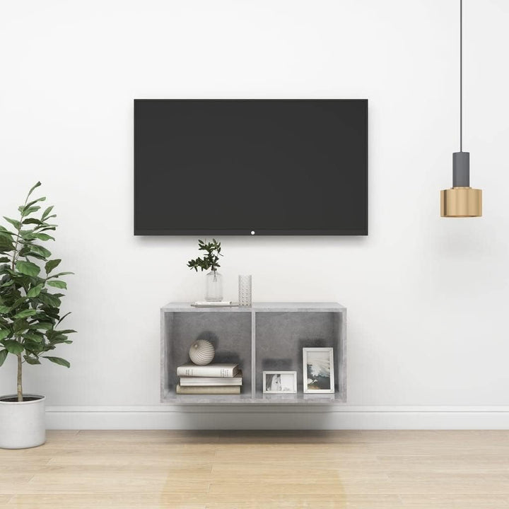 homiuse TV-Wandschrank Betongrau 37x37x72 cm Holzwerkstoff Design TV Board Fernsehschrank Fernsehtis