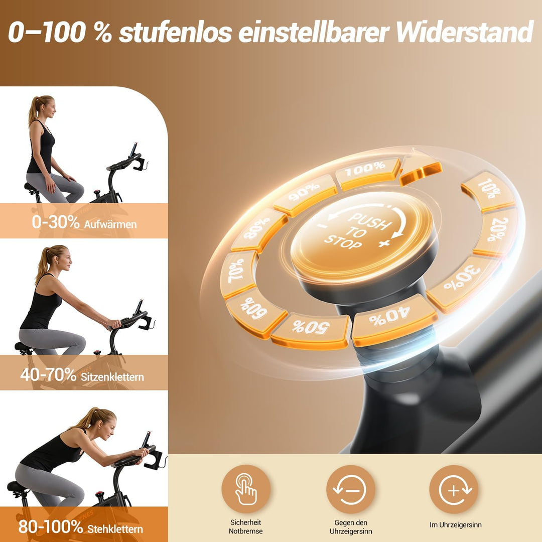 UMAY Heimtrainer Fahrrad, Indoor Spinning Bike, Ergometer mit Pulsmessung &amp; LED Display, Hometrainer