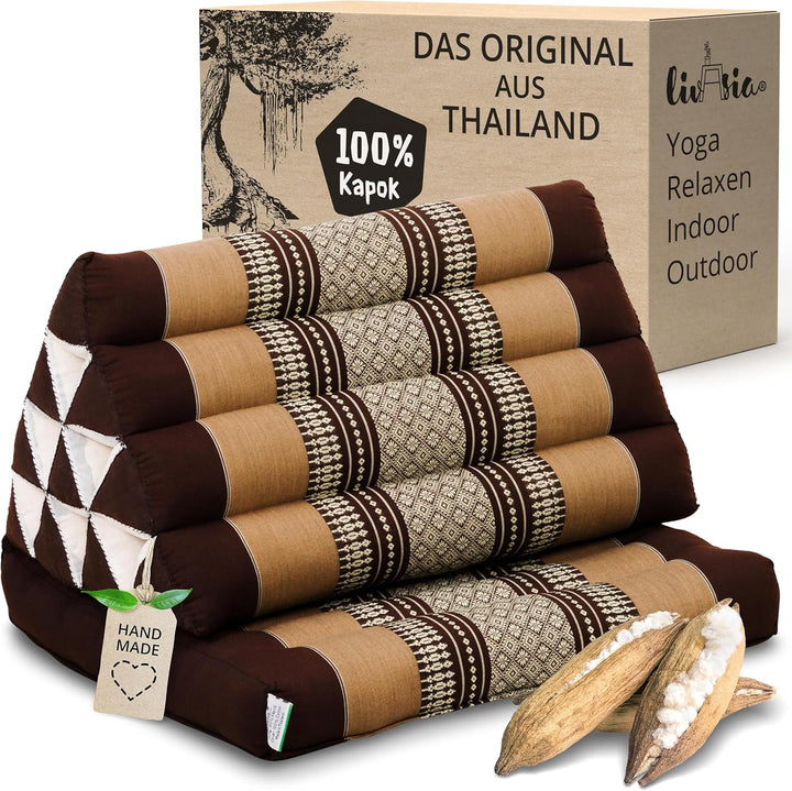 livasia Thaikissen mit 1 Auflage, Dreieckskissen mit Sitzkissen, Keilkissen mit Kapok, Rückenkissen