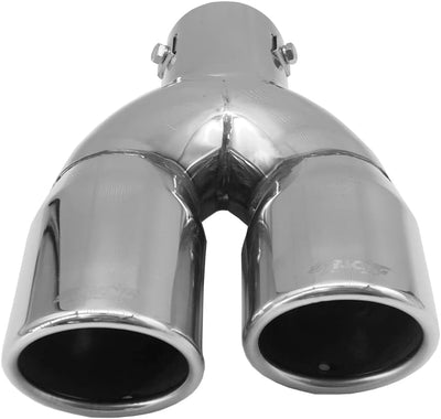 Simoni Racing Auspuffzierstück Doppel Rechts Rund/Schräg Edelstahl - Ø70xL220mm - Anschluss ->58mm