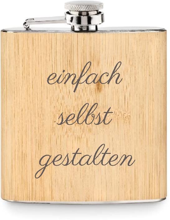 Edelstahl Flachmann 200 ml silber inkl. individuelle Gravur in Schwarz - personalisiertes Geschenk f