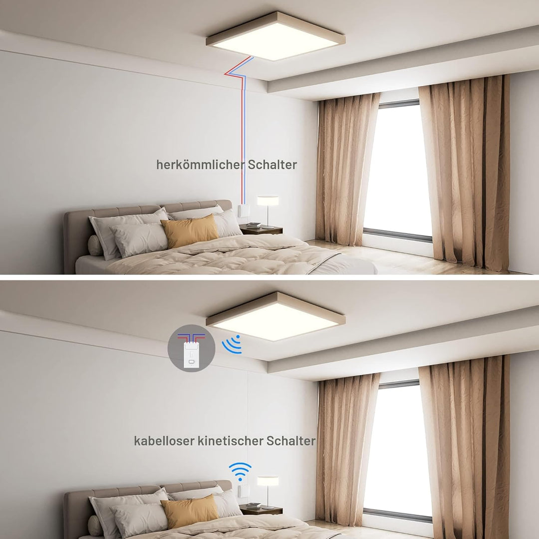 Kabelloses Lichtschalter-Set, Batterieloser 1000 W kinetischer RF-Schalter mit Empfänger mit 100 m R