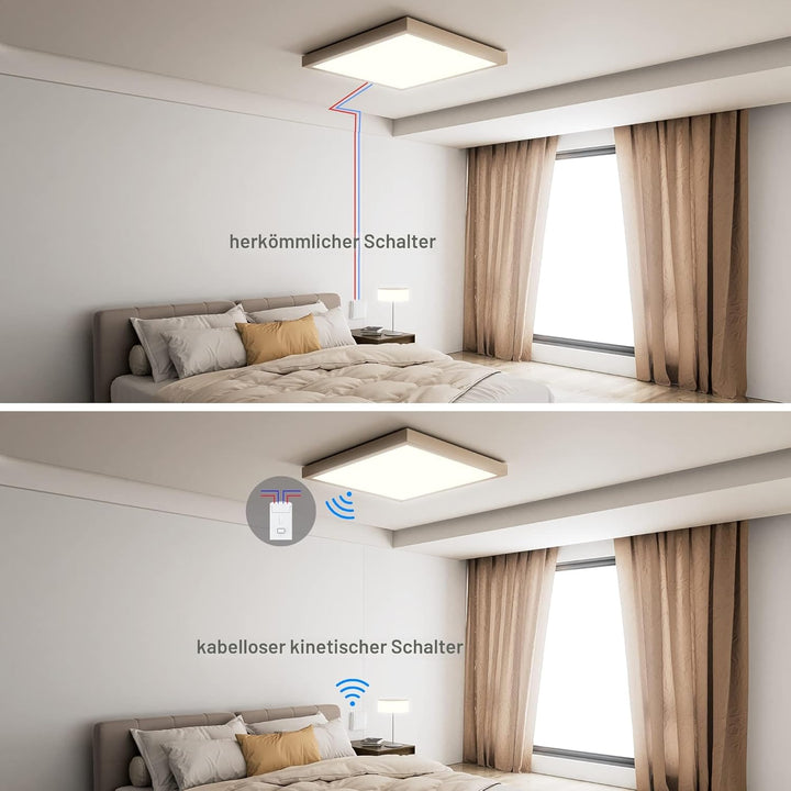 Kabelloses Lichtschalter-Set, Batterieloser 1000 W kinetischer RF-Schalter mit Empfänger mit 100 m R