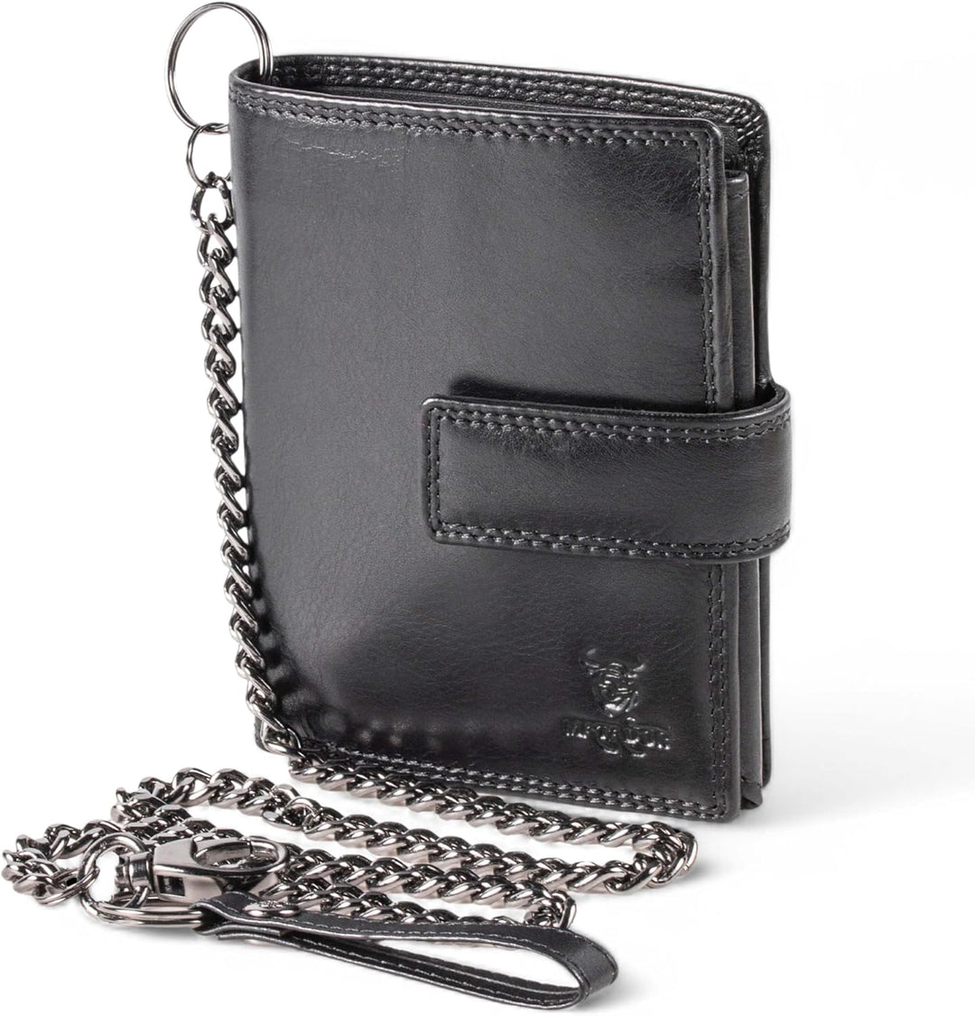 MATADOR Herren Biker Geldbörse Portemonnaie Leder mit Kette | Brieftasche Portmonee Männer mit RFID