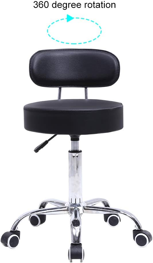 KKTONER Rollhocker mit Rückenlehne 360° drehbar Arbeitshocker höhenverstellbar 48-64cm für Büro Salo