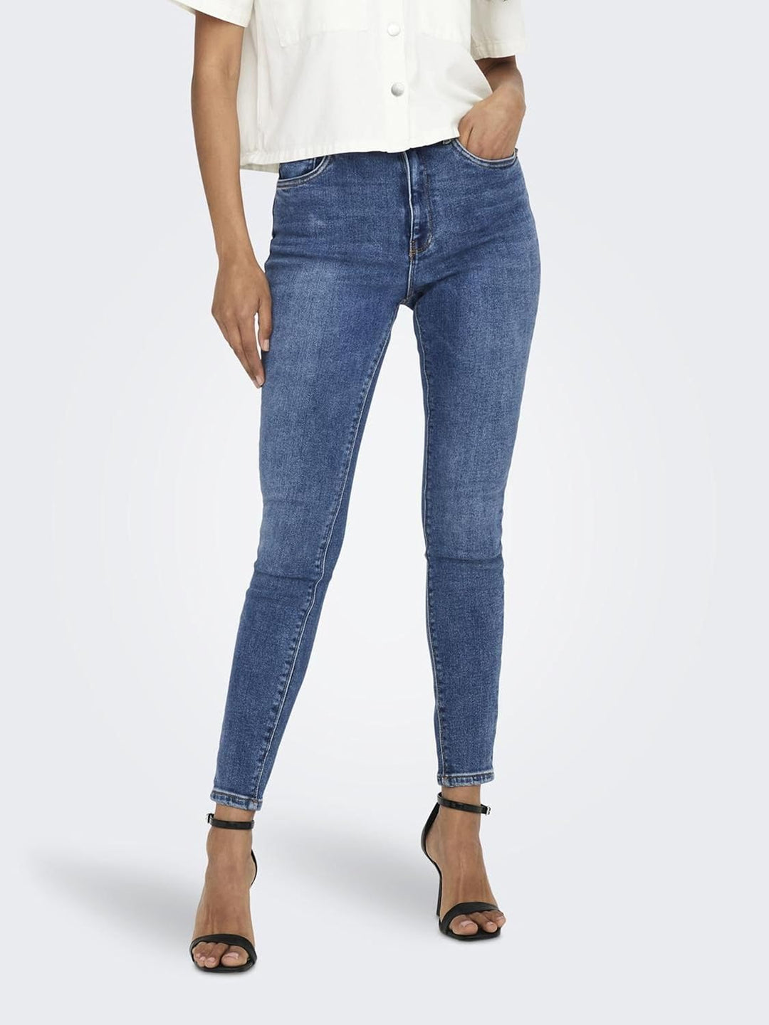 ONLY Female Skinny Jeans ONLBLUSH Mittlere Taille Skinny Fit Jeans 25W / 30L Blau (Medium Blue Denim