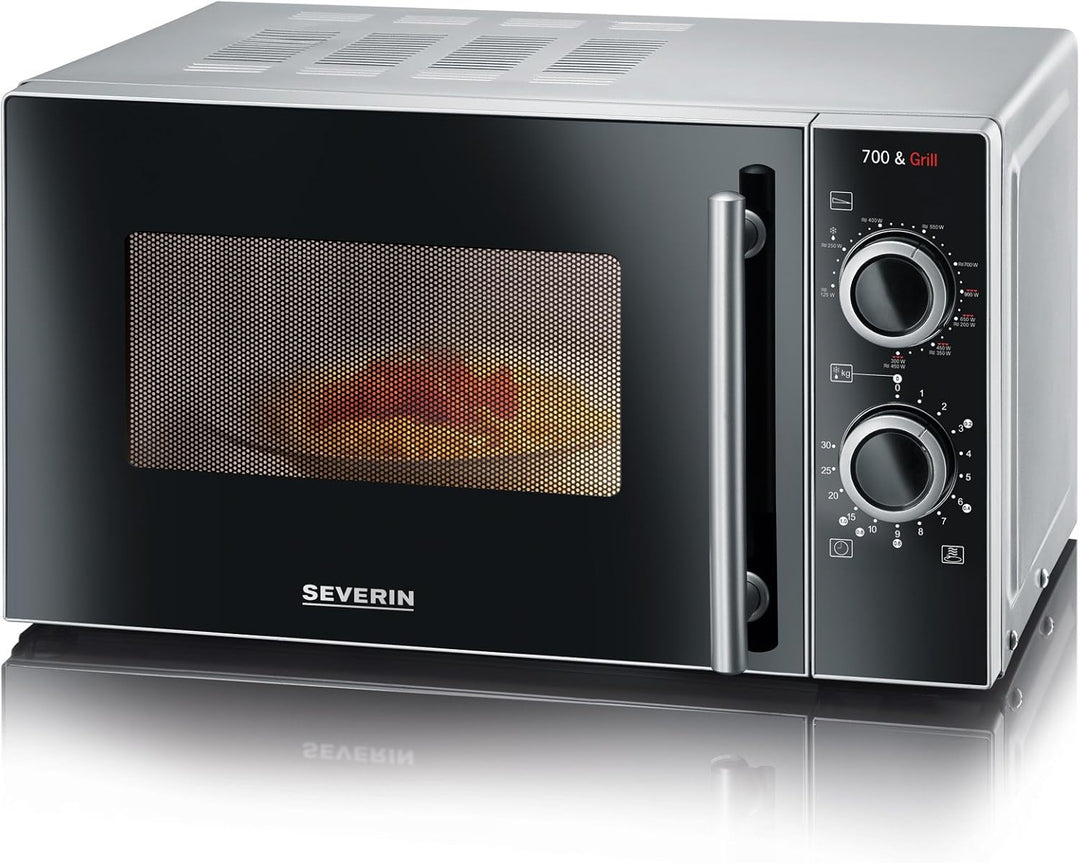 SEVERIN 2-in-1 Mikrowelle mit Grill 700 W, Grillofen mit 9 Automatikprogrammen, Mikrowelle mit Grill