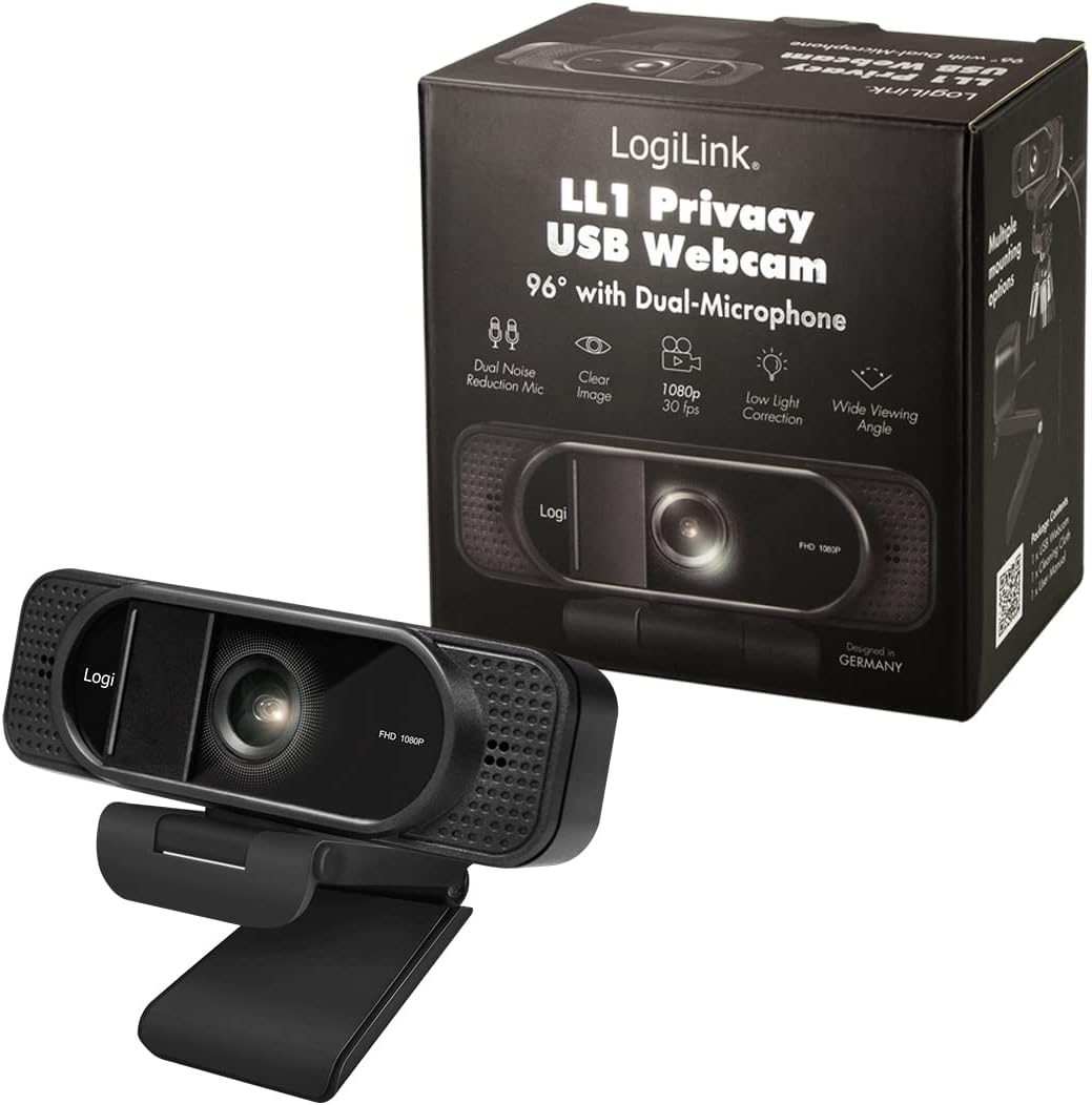 LogiLink UA0381 - Konferenz HD-USB-Webcam, 96° Weitwinkelobjektiv, Dual-Mikrofon mit Rauschunterdrüc