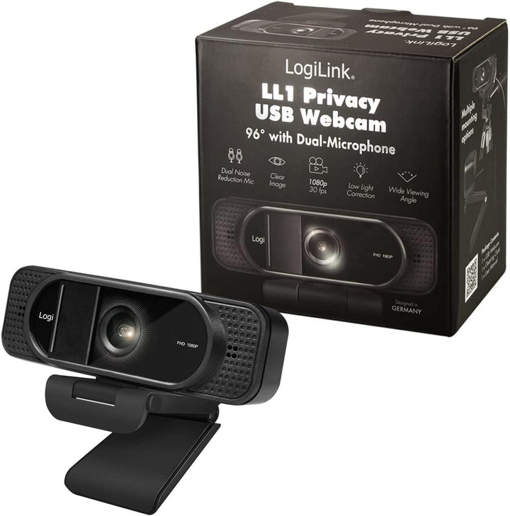 LogiLink UA0381 - Konferenz HD-USB-Webcam, 96° Weitwinkelobjektiv, Dual-Mikrofon mit Rauschunterdrüc