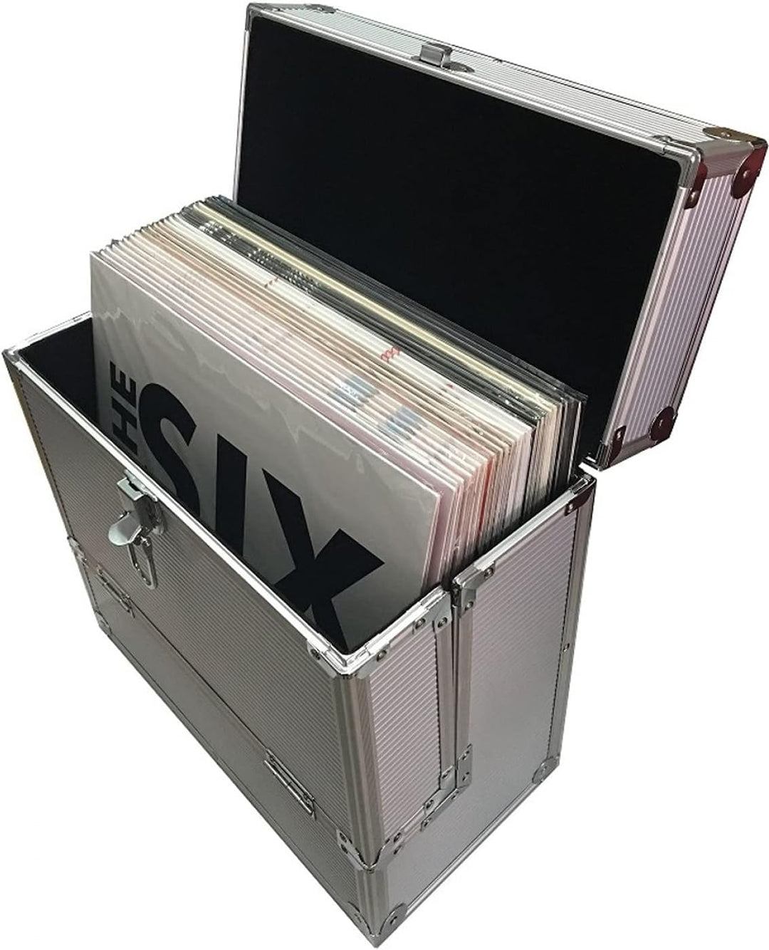 Vinyl LP Koffer für 40 Platten abschliessbar - 33 x 19 x 34 cm - Silberaluminium