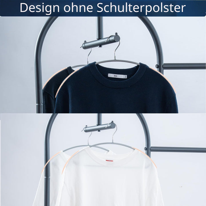 Kleiderbügel aus Metall 42 cm (10er Set) Schwarz - Gummibeschichtet Anti-Rutsch, verformungsfrei für