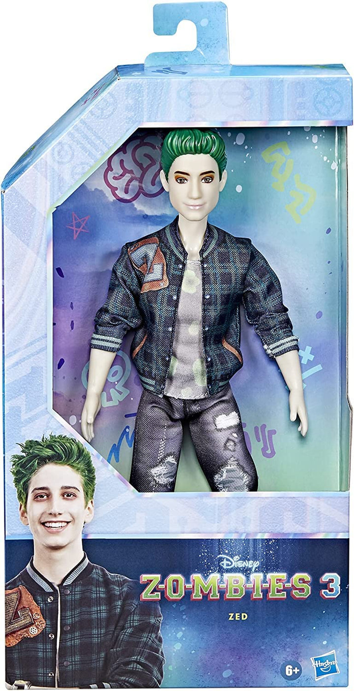 Disney Zombies 3 Zed Fashion Puppe, 30,5 cm, Zombie-Puppe mit grünem Haar, Outfit, Schuhe und Access