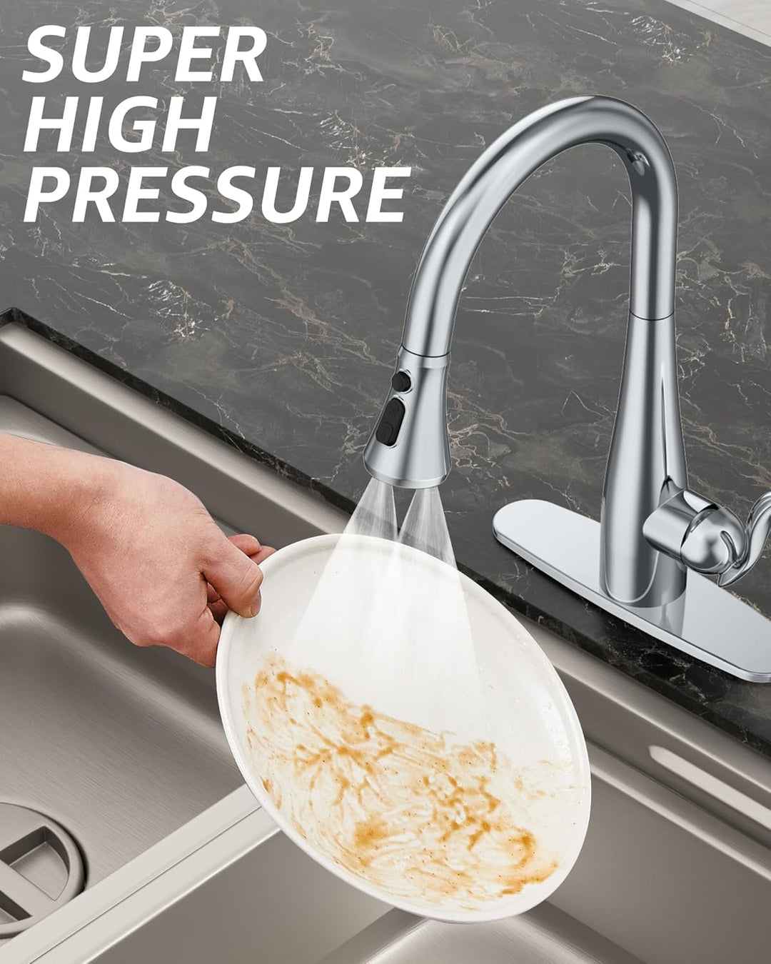 Mbillion ABS-Küchenarmaturkopf, Universal-Sprühdüse mit 3 Funktionen, mit 14 Adaptern, mattschwarz,