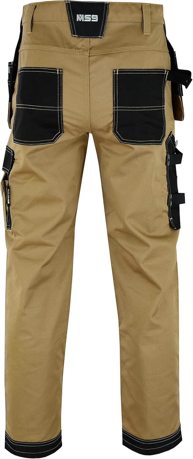 MS9 Herren Arbeitshose Bundhose Cargohose mit Holstertaschen Werkzeugtaschen Multifunktions und Knie