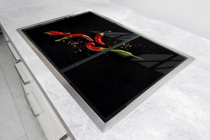 TMK ArtDeko Herdabdeckplatte 2 Teilig 40x52 + 35x52 cm - Spritzschutz Herdabdeckung – Herdschutz aus