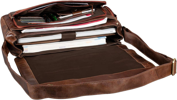 STILORD 'Marvin' Ledertasche Umhängetasche Modernes Vintage Design 15.6 Zoll Laptoptasche grosse Uni