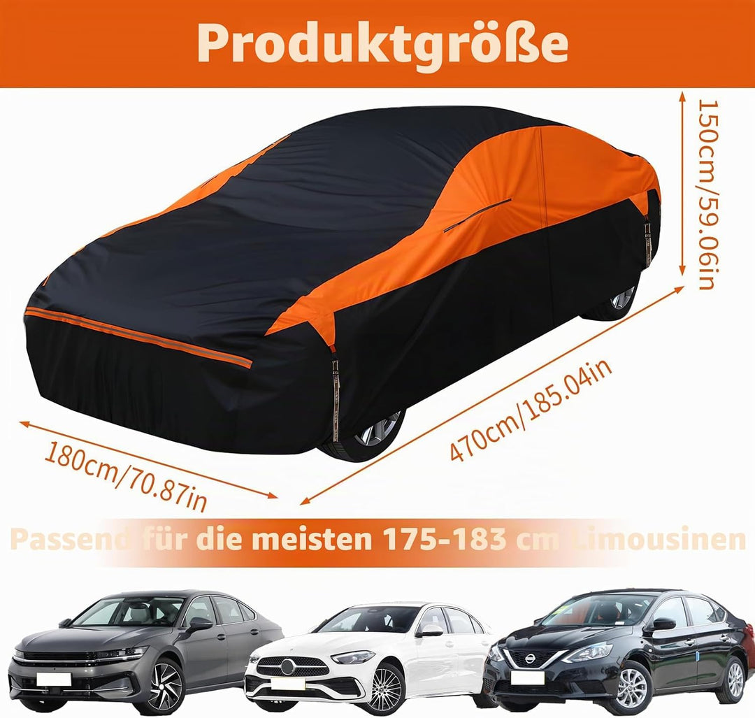 wasserdichte Vollgarage für das Auto, 6 Schichten universelle Outdoor Autoabdeckung mit Baumwollfutt
