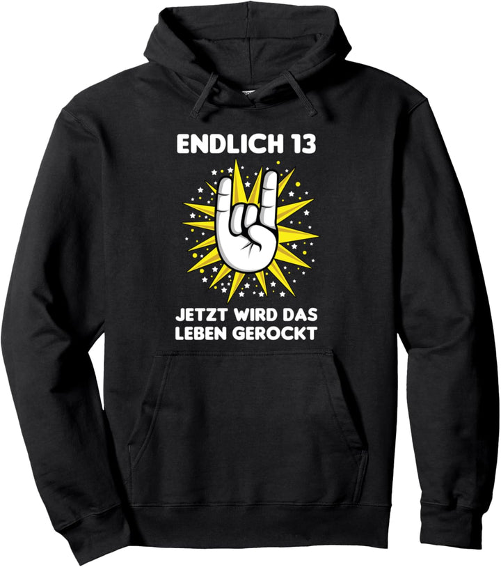 Endlich 13 Jahre Junge Mädchen Rocker Metal 13. Geburtstag Pullover Hoodie
