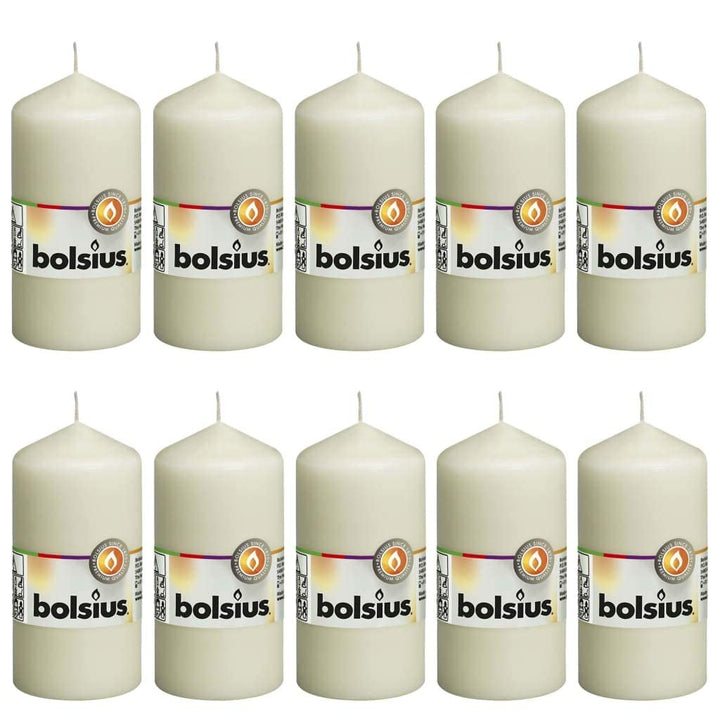 Bolsius Glatte Stumpenkerzen - Elfenbein - Set 10 Stück - Dekorative Haushaltkerzen - Länge Brenndau