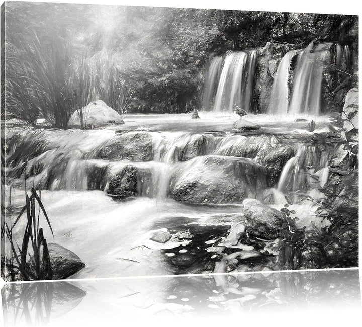 Pixxprint Wasserfall als Leinwandbild/Grösse: 100x70 / Wandbild/Kunstdruck/fertig bespannt, 100x70