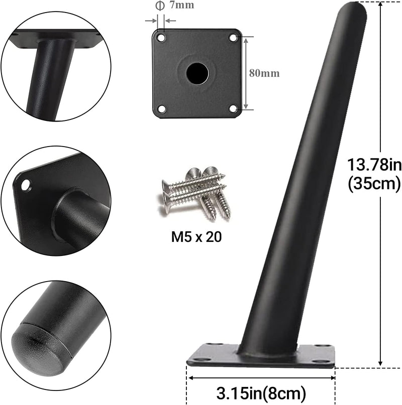 4 Stück Möbelfüsse Eisen Konisch Möbelbeine Schräge Tischbeine Tischbeine Schrankbeine Sofafuss Sock