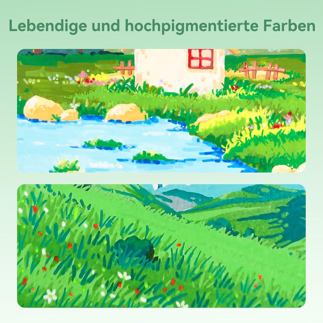 Arrtx Acrylstifte für Steine Wasserfest-90 Farben Pinsel Spitze Naturfarben Acrylmarker für Steinmal