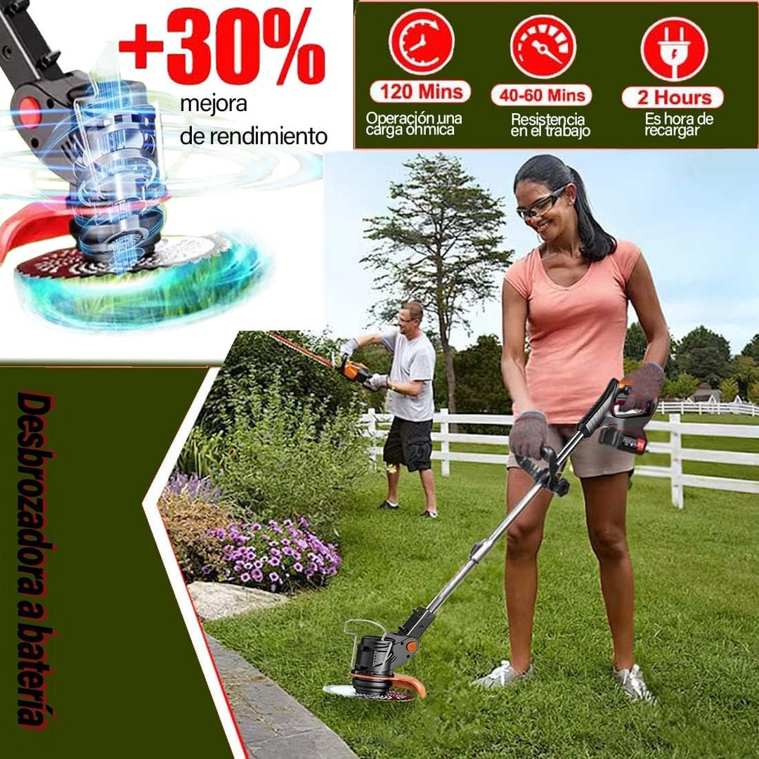 Akku-Rasentrimmer, elektrischer Rasentrimmer, Akku 21 V, (2 Batterien mit 4,0 A und Schnellladegerät