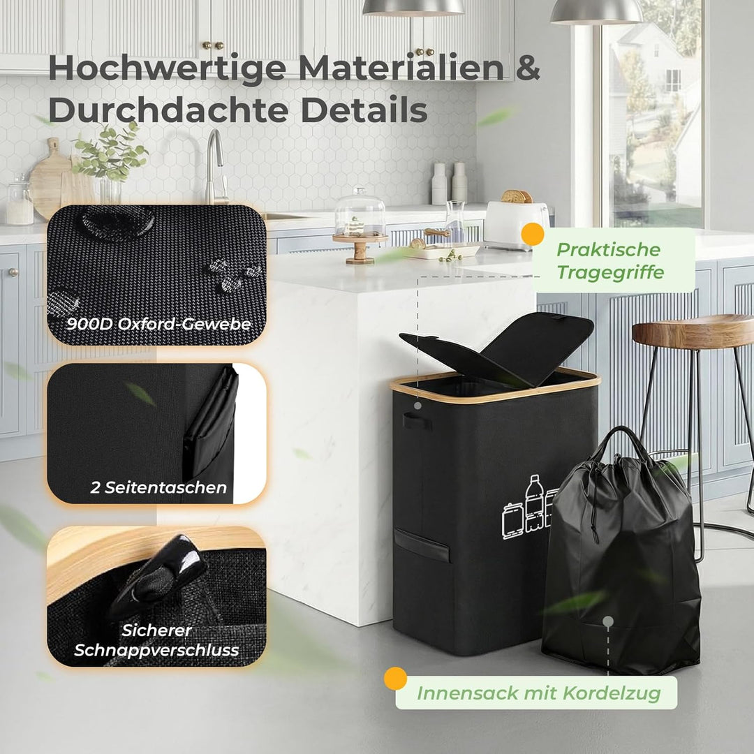100L Gelber Sack Ständer mit Pfandflaschen Sammelbehälter, Für 60L-120L Gelber Sack, Gelber Sack Mül