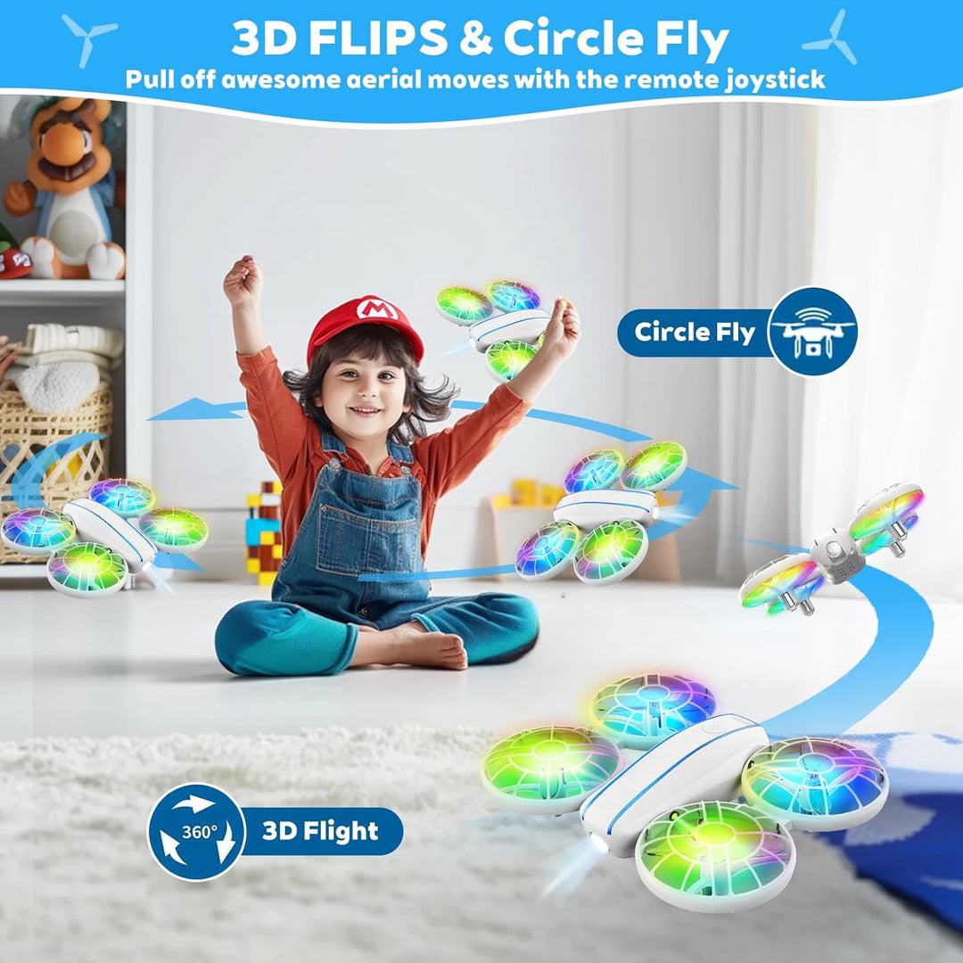 RC Drohne für Kinder und Anfänger, Mini Quadcopter mit LED-Lichtern und 3D-Flips, einfach zu fliegen