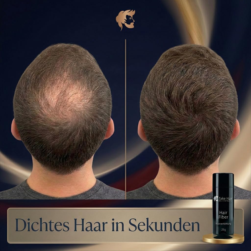 Take Hair Streuhaar für Männer I Hält bei Regen und Wind I 25g Schütthaar zur Haarverdichtung I Hair