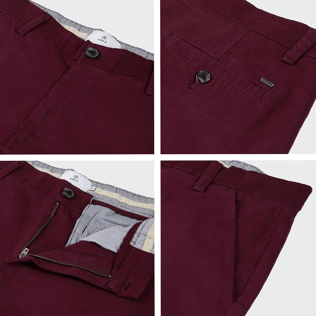 Xact Herren Leinen 23cm Tailored Chino Shorts, Regular Fit 40W Burgundy, 40W Burgundy