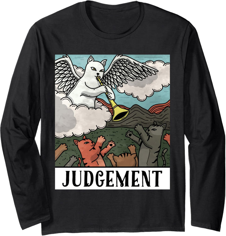 Funny Cats Judgement Tarot Card Men Women Langarmshirt