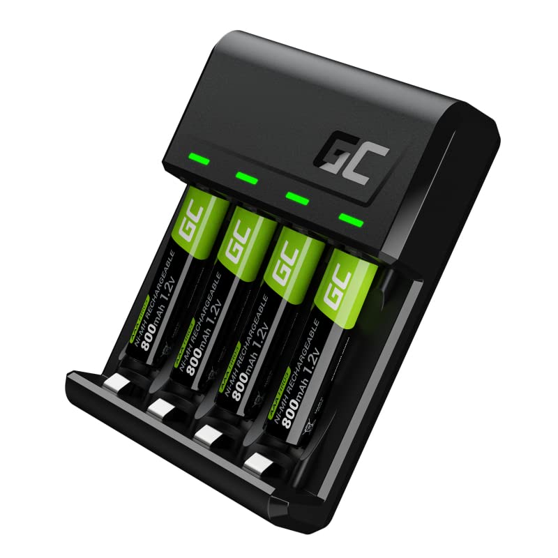 Green Cell VitalCharger Batterieladegerät Ladegerät + 4X AAA 800mAh für NI-MH AA AAA R6 R03 Mignon A