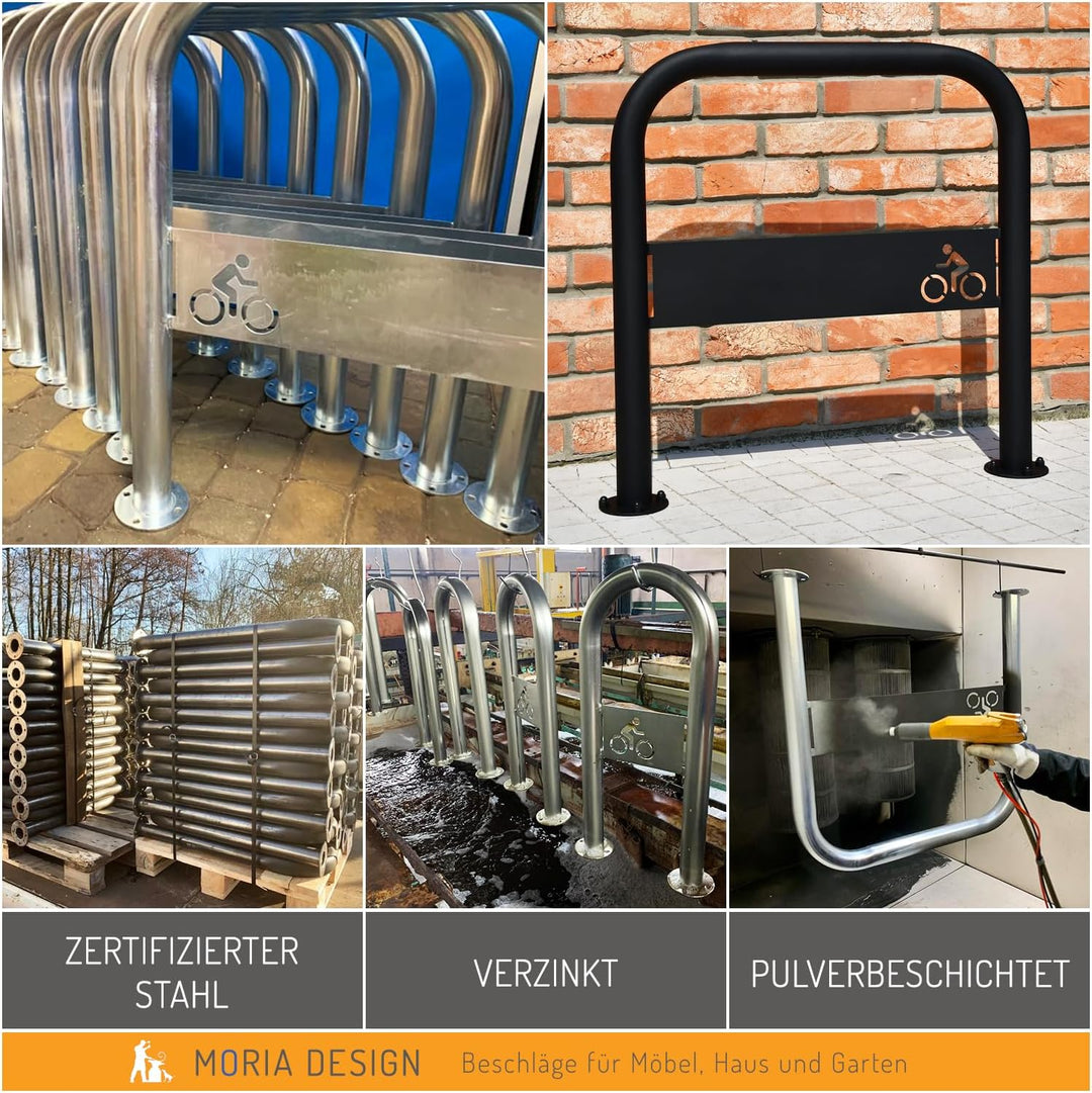 MORIA DESIGN Boden-Fahrradständer für 2 Fahrräder 34 cm - platzsparend, stabiler Parkständer, Mounta