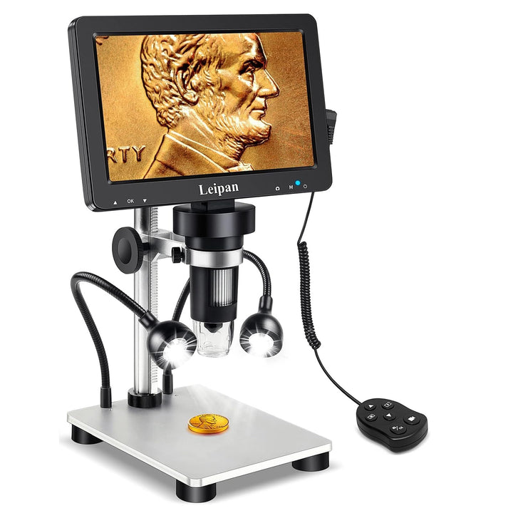 Leipan 7" LCD Digital Mikroskop, 1200X, 12MP, 1080P Video, 12 Objektträger, kabelgebundene Fernbedie