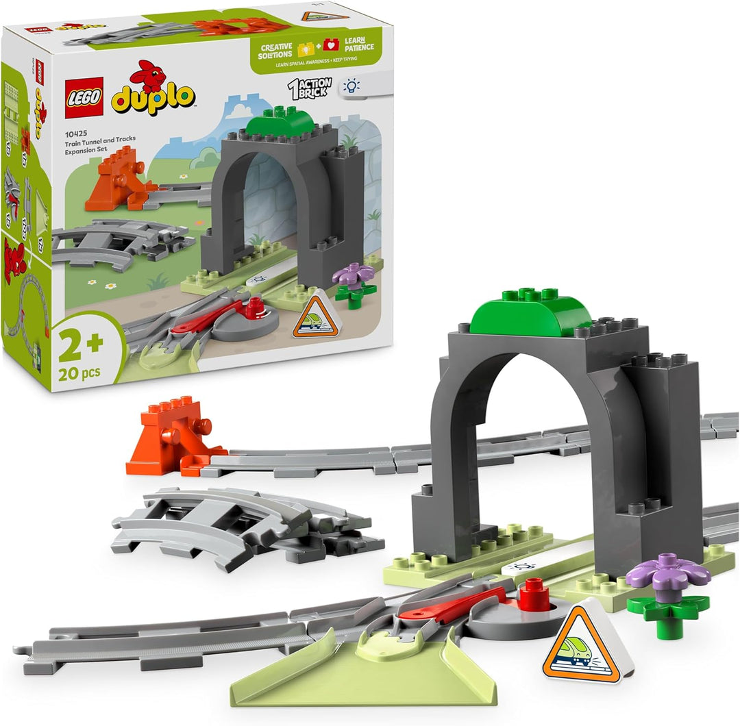 LEGO DUPLO Town Eisenbahntunnel und Schienen – Erweiterungsset, Geschenk für Kleinkinder, fördert di